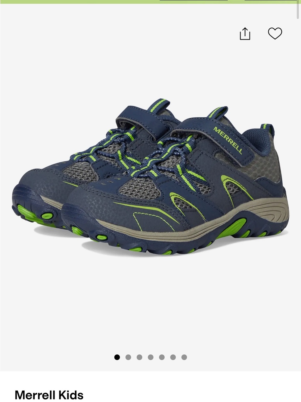 NEW Merrell Kids Trail Shoes - 8W (Toddler) Navy with Lime